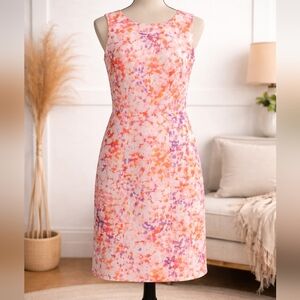 Floral Sleeveless Dress - Pink and Orange